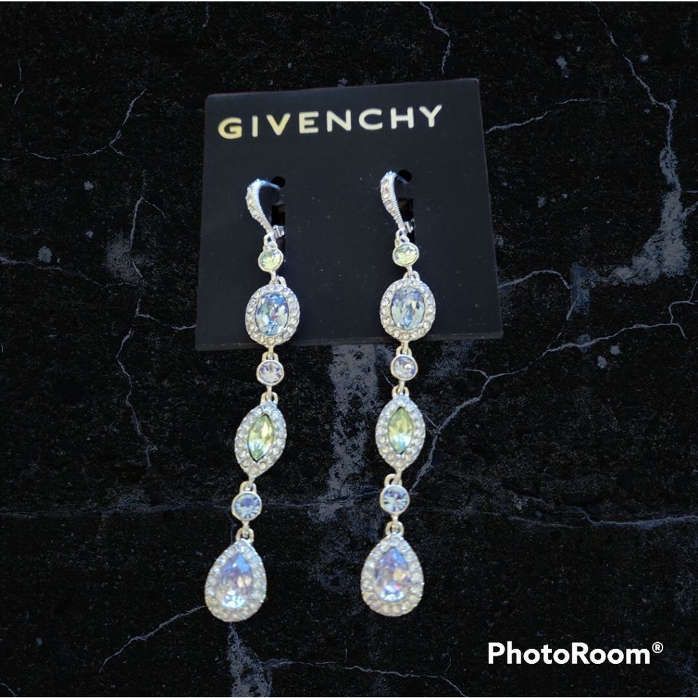 Givenchy Oval & Marquise Halo Stone Drop Linear Earrings